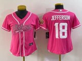 Women Nike Dallas Vikings #18 Justin Jefferson pink NFL football jerseys-BD