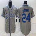 Nike Los Angeles Dodgers #24 Kobe Bryant gray majestic baseball Jerseys Joint name -BD 03