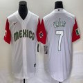 2023 World Cup Mexico #7 Julio Urias white red majestic baseball jerseys 77