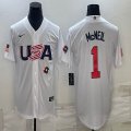 2023 World Cup #1 Jeff McNeil white USA majestic baseball jerseys 09