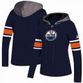 Custom Adidas Edmonton Oilers blue Ice Hockey Hooded Sweatshirt