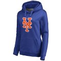 New York Mets Women's Team Color Primary Logo Pullover Hoodie - Royal