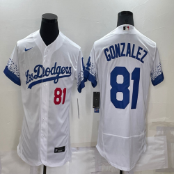 Nike Los Angeles Dodgers #81 Victor Gonzalez white Flexbase Authentic Collection Jersey