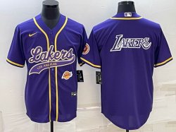 Nike NBA Los Angeles Lakers purple baseball jerseys Joint name-BD 05