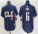 Nike Cleveland Indians #6 Fry blue majestic baseball jersey -BD 03