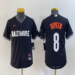 Youth Nike Baltimore Orioles #8 Cal Ripken black majestic baseball jersey city version-BD 02