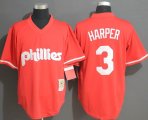 Philadelphia Phillies #3 Bryce Harper red throwback mlb Jersey