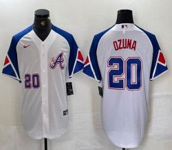 Nike Atlanta Braves #20 Marcell Ozuna white blue majestic baseball city version