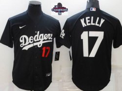 2024 World Series Champions Los Angeles Dodgers #17 Joe Kelly black majestic baseball jerseys-BD