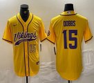 Nike Minnesota Vikings #15 Joshua Dobbs yellow baseball jerseys Joint name