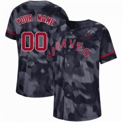 Custom Nike Atlanta Braves dark blue Pattern majestic baseball jersey-WBL