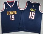 Youth Denver Nuggets #15 Nikola Jokic dark blue nba basketball jerseys