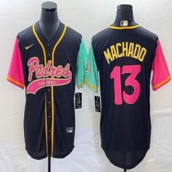 Nike San Diego Padres #13 Manny Machado black red green MLB Baseball jerseys Joint name-BD 02