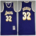 Los Angeles Lakers #32 Magic Johnson purple NBA Tharowback Jerseys-XD