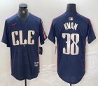 Nike Cleveland Indians #38 Steven Kwan blue majestic baseball jersey -BD 01