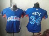 women 2013 mlb all star Boston Red Sox ORTIZ 34# blue American jerseys