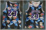 Los Angeles Lakers #23 LeBron James black flowers fashion nba jerseys-HL