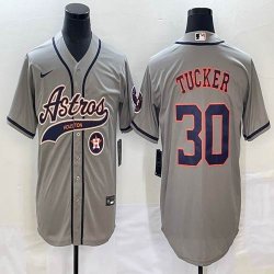 Nike Houston Astros #30 Kyle Tucker gray majestic baseball jerseys Joint name -BD