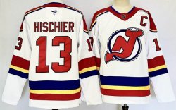 New Jersey Devils #13 Nico Hischier white Ice Hockey jersey C patch-PD