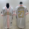 Nike Houston Astros #27 Jose Altuve white gold majestic baseball jerseys-BD