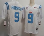 Ole Miss Rebels #9 Tre Harris III White bluecollege football jerseys-XST