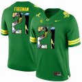 Oregon Ducks #21 Royce Freeman Green With Portrait Print College Football Jersey-1