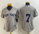 Women Nike New York Yankees #7 Mickey Mantle gray MLB baseball Jersey 01