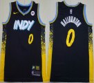 Nike Indiana Pacers #0 Tyrese Haliburton black yellow NBA Jerseys city version-XD