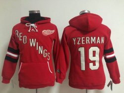 Women Detroit Red Wings Steve Yzerman 19 red Ice hockey Hooded Sweatshirt