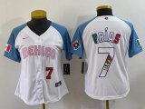 Youth 2023 World Cup Mexico #7 Julio Urias white skyblue majestic baseball jerseys 12