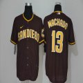 San Diego Padres #13 Manny Machado brown majestic mlb Jerseys-WL