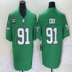 Nike Philadelphia Eagles #91 Fletcher Cox Green Color Rush Limited Jersey C patch 03