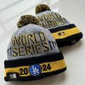 2024 MLB World Series Los Angeles Dodgers gray yellow black MLB Cuffed Knit Hats