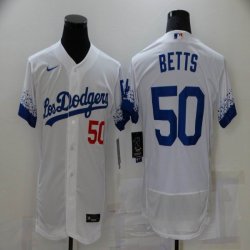 New Nike Los Angeles Dodgers #50 Mookie Betts white Flexbase Authentic Collection Jersey