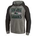 Men's San Jose Sharks Fanatics Branded Ash Timeless Collection Antique Stack Big & Tall Tri-Blend Raglan Pullover Hoodie