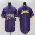 Nike Los Angeless Lakers blank purple baseball jerseys Joint name-BD 04