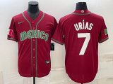 2023 World Cup Mexico #7 Julio Urias red blank majestic baseball jerseys 04