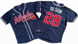 Men's Atlanta Braves 28# Matt Olson Nike Navy Alternate Replica Player Name Jersey