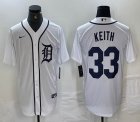 Nike Detroit Tigers #33 Colton Keith white Majestic baseball jerseys big logo -BD