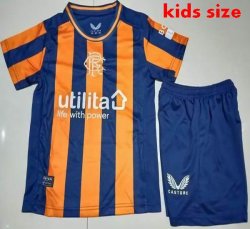 2023-2024 Rangers F.C club blue yellow kid soccer jerseys second away