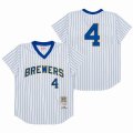 Milwaukee Brewers #4 Paul Molitor white throwback majestic baseball Jersey -SG