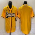 Nike Milwaukee Brewers blank yellow majestic baseball jersey Joint name-BD