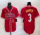 Nike Philadelphia Phillies #3 Bryce Harper red majestic baseball jersey Joint name-BD 01