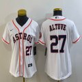 Women Nike Houston Astros #27 Jose Altuve white majestic baseball jerseys 01