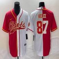 Nike Kansas City Chiefs #87 Travis Kelce red white splits baseball jerseys Joint name-BD