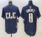 Nike Cleveland Indians #0 Andres Gimenez blue majestic baseball jersey -BD