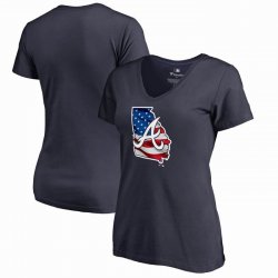 Women\'s Atlanta Braves Fanatics Branded Navy 2018 Memorial Day Banner State Plus Size V-Neck T-Shirt