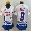 Women Puerto Rico #9 Baseball Javier Báez White 2023 World Baseball Classic Replica Player Jersey 10