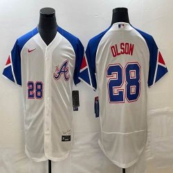 Nike Anaheim Angels #28 Matt Olson white blue Flexbase Authentic Collection Jersey-BD 01