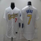 Nike Los Angeles Dodgers #7 Julio Urias white gold Flexbase Authentic Collection Jersey